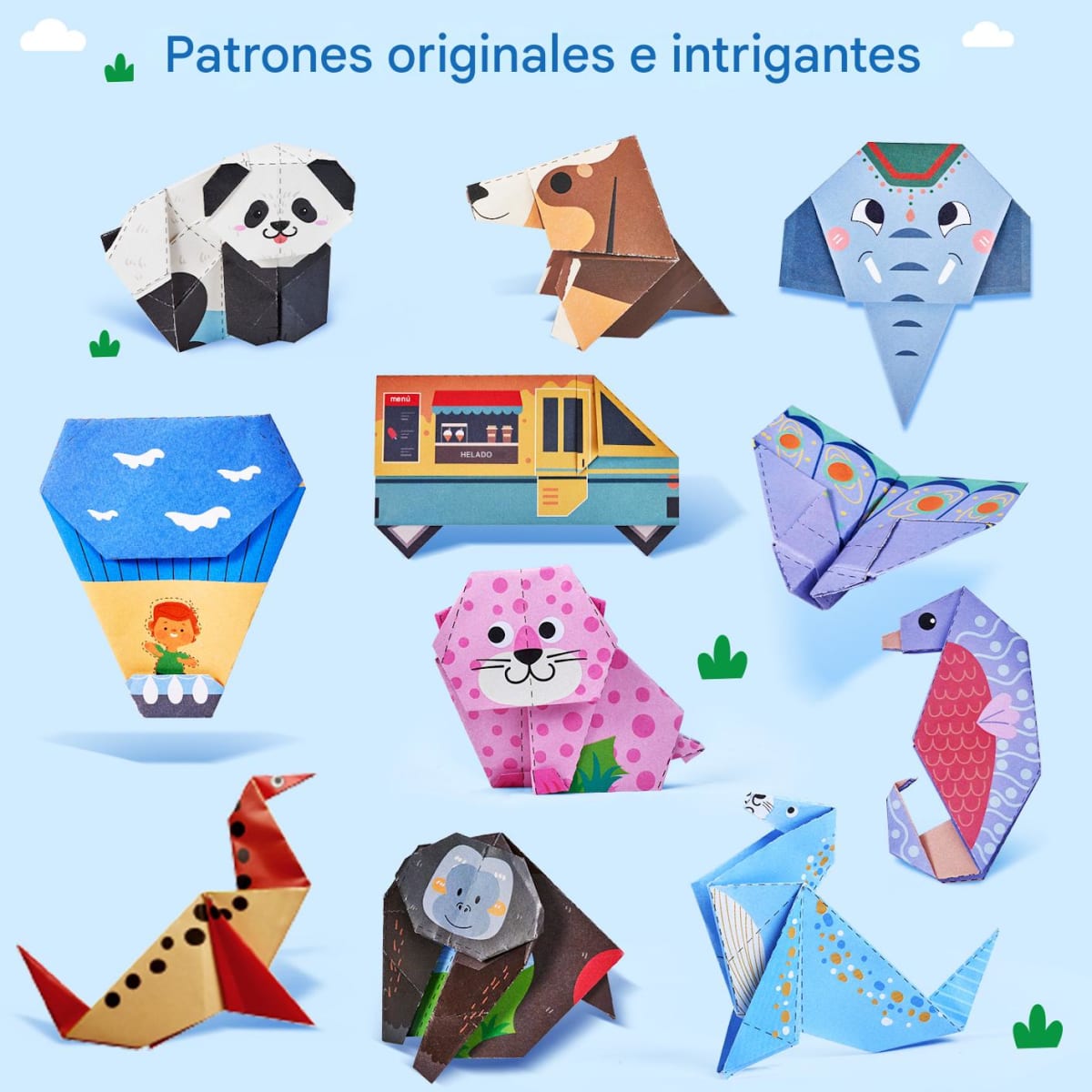 Kit 180 Papeles de Origami Coloridos de Dinos4