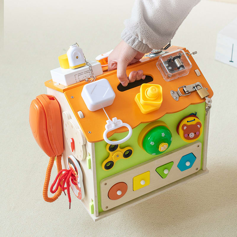 Casita Sensorial de Actividades Naranja y Verde3