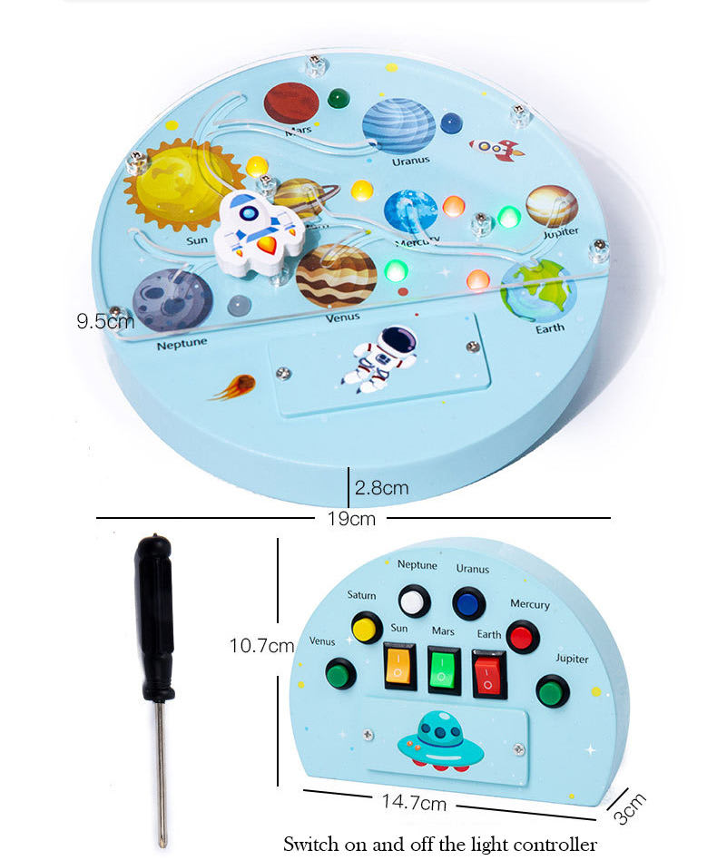 Tablero Led Sensorial de Planetas de Madera4