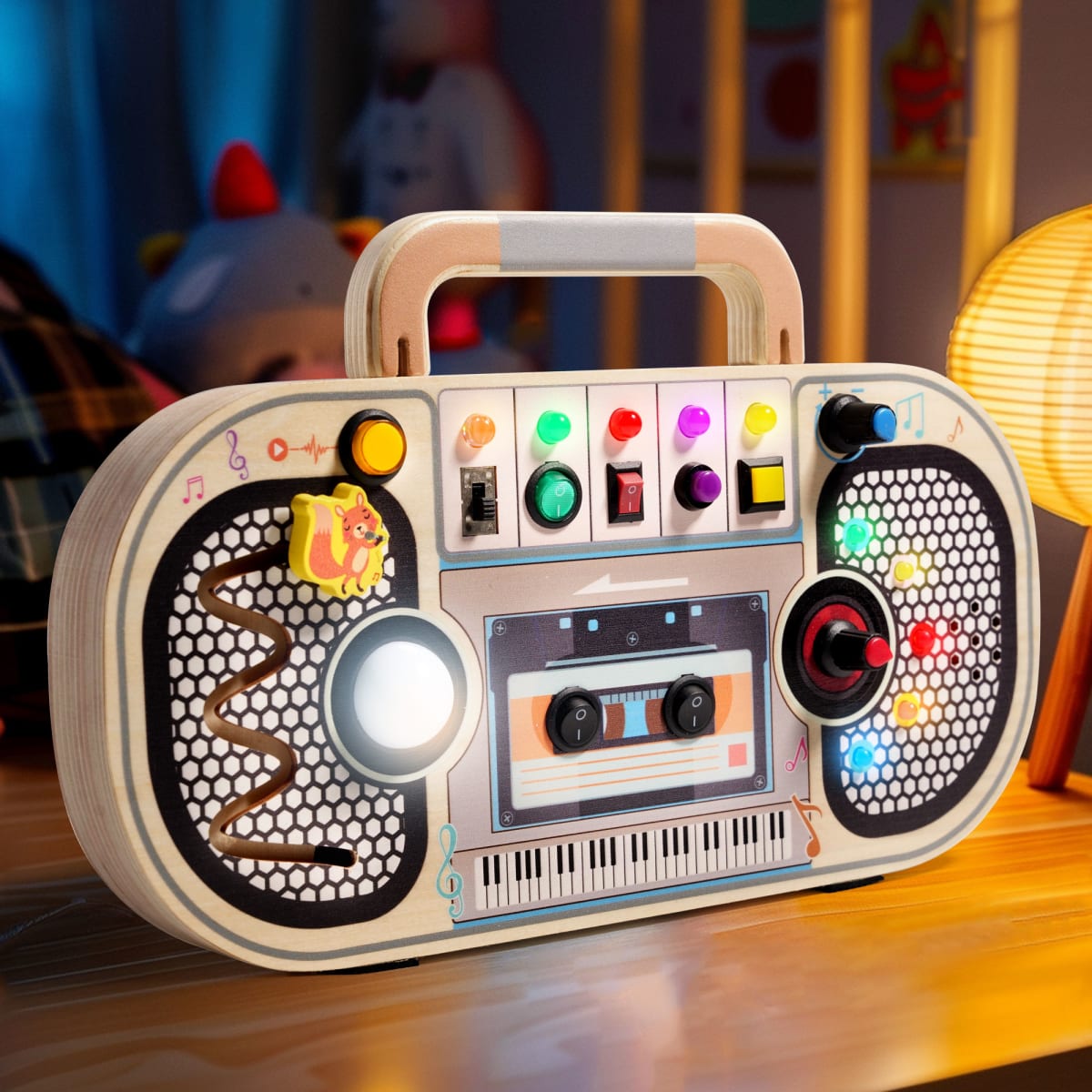 Tablero Led Sensorial  con Radio de Madera4