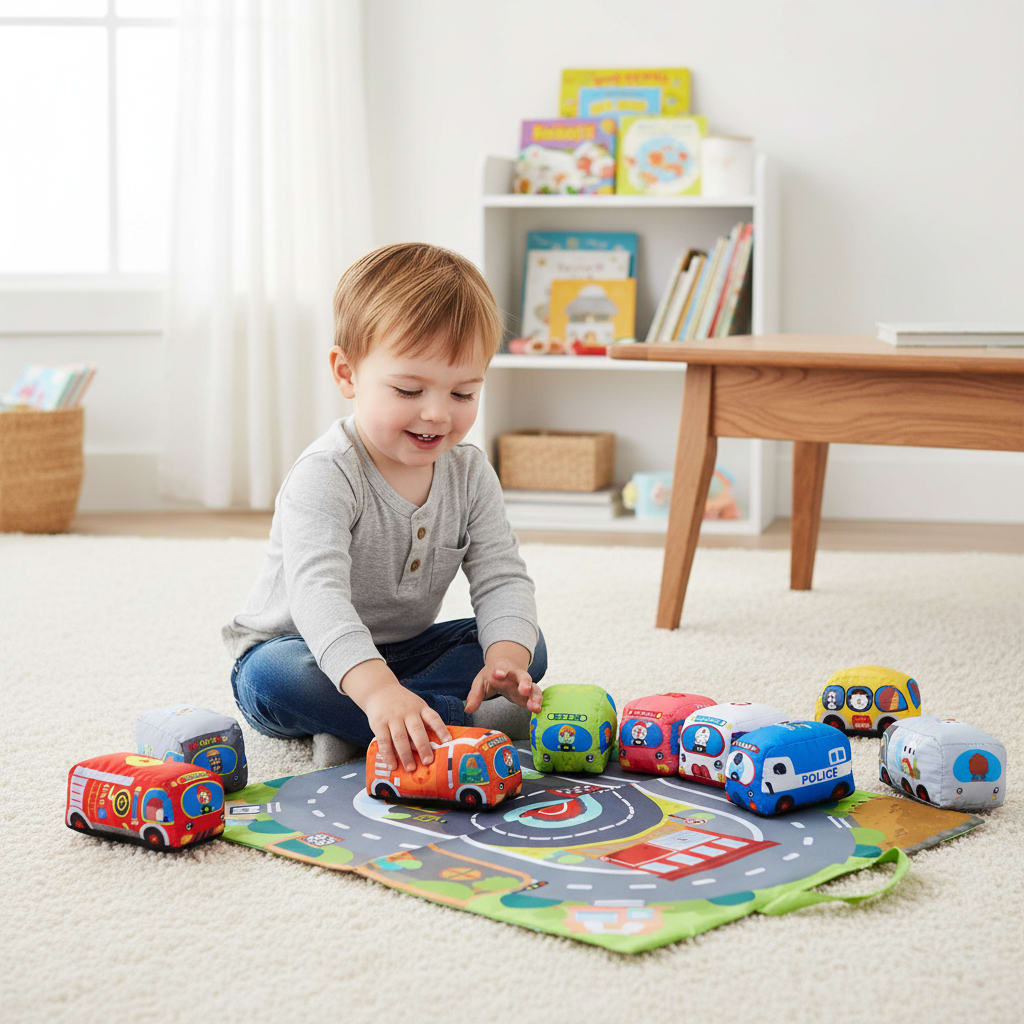 Set 9 Autos de Tela con Alfombra1