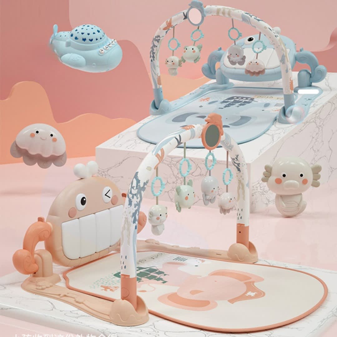 Gimnasio Piano Blanco con Luces y Música, damasco o celeste.6