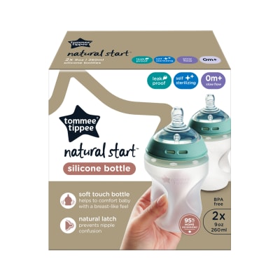 SET 2 MAMADERAS NATURAL START DE SILICONA 260ML3