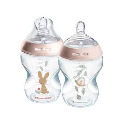 PACK 2 MAMADERAS 260ML NATURAL START DISEÑO CONEJO ROSA1