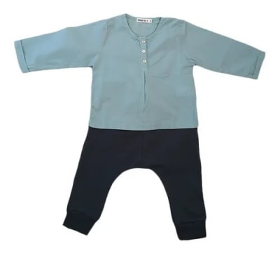SET ROPA BEBÉ BLUSA Y PANTALÓN VERDE/AZUL1