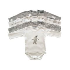 SET 4 PIEZAS BODY BOTÓN AL HOMBRO DISEÑO YETI GRIS/BLANCO