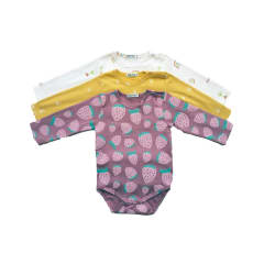 SET 3 PIEZAS BODY BOTÓN AL HOMBRO DISEÑO HUERTA NIÑA