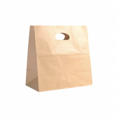 BOLSA CON ASA TROQUELADA KRAFT 28X28X161