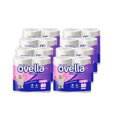 MANGA HIGIENICO OVELLA DOBLE HOJA 4UN 50MTS/MANGA 8 PACKS DE 4 ROLLOS1
