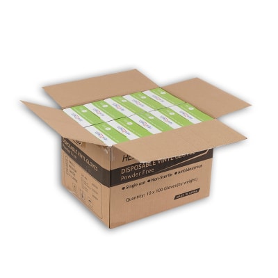 GUANTES DE VINILO TRANSPARENTE M /CAJA DE 10 PACK (100 UN)1