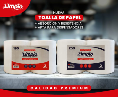 TOALLA INSTITUCIONAL LIMPIO / PACK 2 UNIDADES 190 Y 250 MTS3