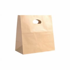 BOLSA CON ASA TROQUELADA KRAFT 28X28X16