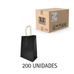 EMBALAJE /BOLSA CON ASA ENTRELAZADA COLOR NEGRO 28X28X15