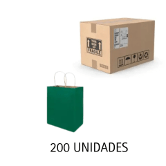 EMBALAJE /BOLSA CON ASA ENTRELAZADA COLOR VERDE 28X28X15