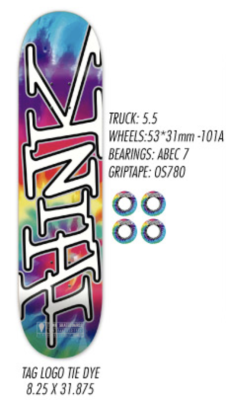 Skateboard completo Think Logo Tie Dye 8.25 Skateboard completo Think Logo Tie Dye 8.25