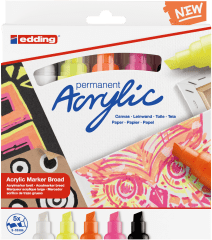 Set 5 Marcadores Acrílico trazo grueso Edding e-5000 Color neón