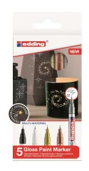 Set 5 marcadores Óleo Permanente Edding E-780 Metalico