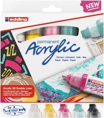 Set 5 Marcadores acrílico 3D edding 5400 punta doble