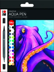 Marabu Aquapen 24 unidades doble punta, bala y punta pincel - Octopy