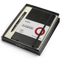Set Sheaffer S300 G9325, Negro Brillante Gt + Portaplumas De Cuero