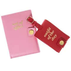 Set Portapasaporte y Etiqueta para Maleta - Rosado & Rojo