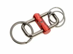 Llavero Troika 3 anillos para llaves en 2 tamaños. Metal gris y rojo