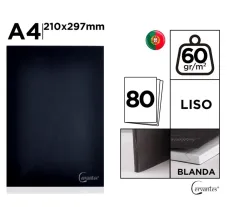 Cuaderno Cuadriculado Tapa Blanda X 80 Hjs /60Gr A4 Marca Cervantes Color Negro (MP)