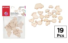 Set De Figuras De Madera Diseño Bebe X 19Uds Marca MP Crafts Color Beige (MP)