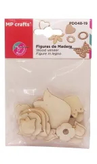 Set De Figuras De Madera Diseño Flores X 19Uds Marca MP Crafts Color Beige (MP)