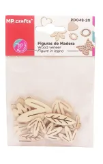 Set De Figuras De Madera Diseño Hojas X 19Uds Marca MP Crafts Color Beige (MP)