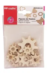 Set De Figuras De Madera Diseño Engranajes Finos X 19Uds Marca MP Crafts Color Beige (MP)