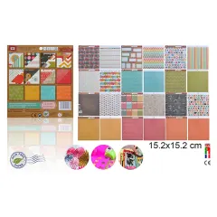 Block De Scrapbooking Doble Cara 15,2x15,2cm X 24 Diseños (08)Marca Madrid Papel Color Variado (MP)