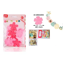 Blister De Flores De Papel 4.5cm X 24Uds Color Rosado