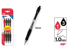 Pack De Boligrafos 1mm X 4Uds / 2 Colores Color Negro/Rojo