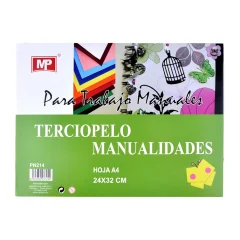 Block De Terciopelo P/Manualidades 24x32cm A4 x 10 Colores Marca Madrid Papel Color Variado (MP)