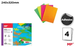 Block De Papel Fluorescente Adhesivo 24x32cm X 4 Hjs De Colores Marca Madrid Papel Color Variado(MP