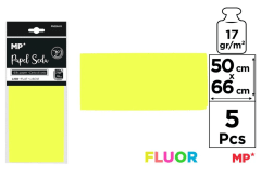 Pliego De Papel Seda 50cmX66cm X 5Uds Marca Madrid Papel Color Amarillo Neon (MP)
