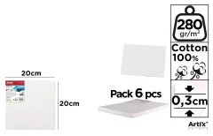 Lienzo En Tablilla 20 X 20 X 0.3 Cm 280 g/m² 6 Uds (MP)