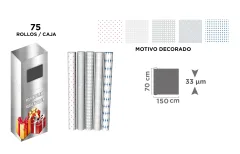 Rollo De Polipropileno Transparente Decorado 70cmX150cm Marca Madrid Papel Color Variado(MP)