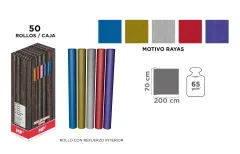 Pliego De Papel De Regalo Con Rayas 2mX70m Marca Madrid Papel Color Variado(MP)