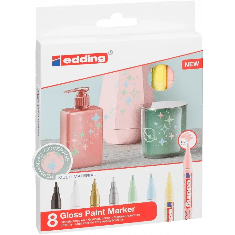 Set 8 marcadores Óleo Permanente Edding E-751 Metalico1