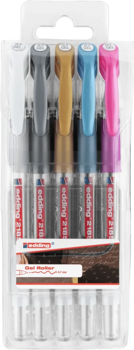 Set 5 Rollerballs Gel Edding E-2185 Metalizado1
