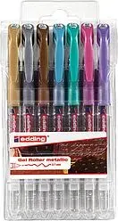 Set 7 Rollerballs Gel Edding E-2185 Metalico1