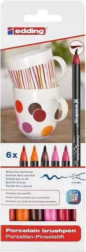 Set 6 Marcadores Porcelana Edding E-4200 Calido1