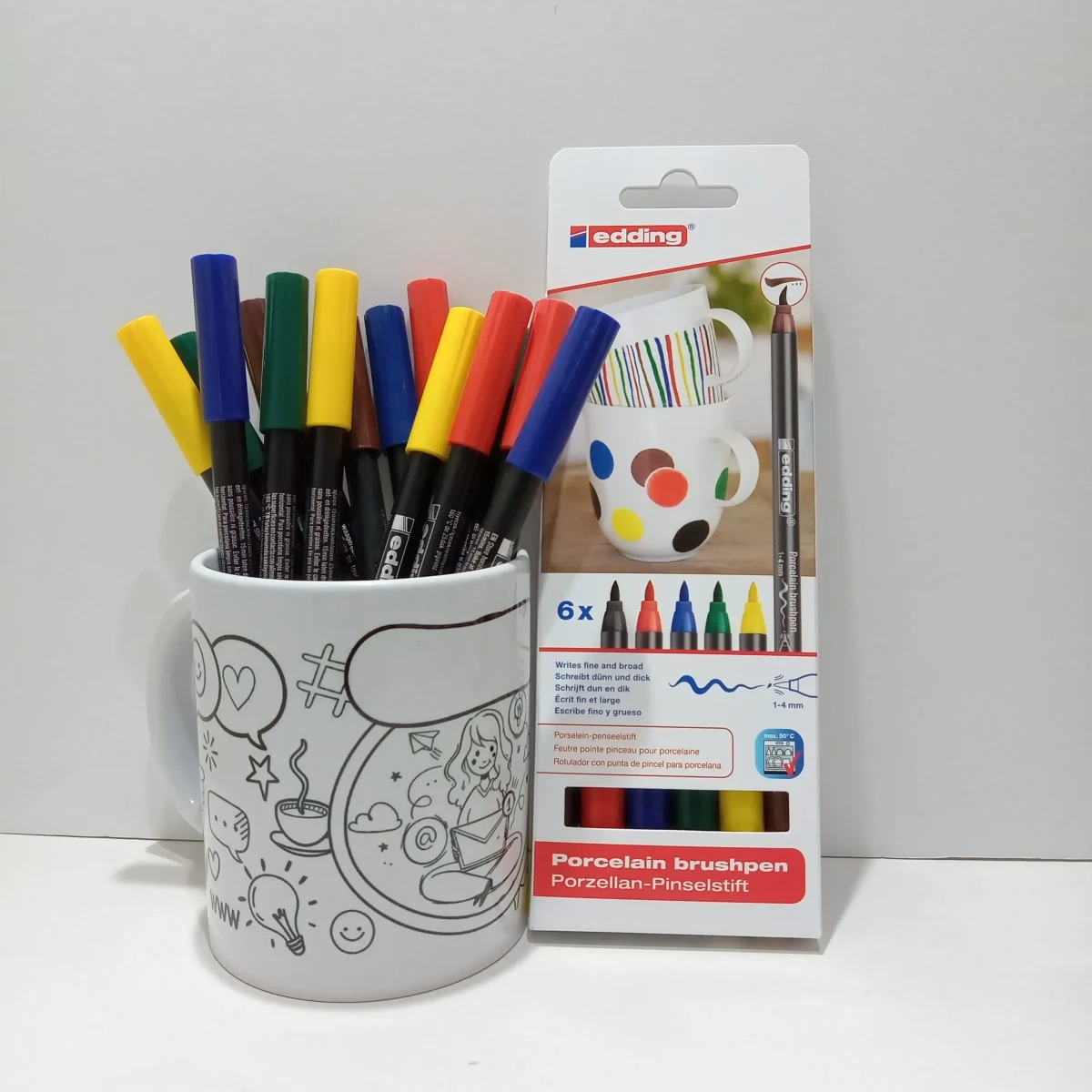 Marcador Porcelana Edding E-4200 Basico +Tazón1