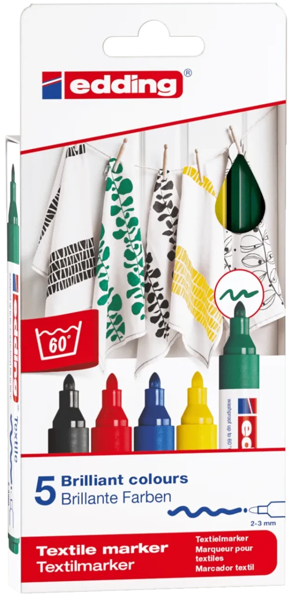 Set 5 marcadores textil Edding E-45001