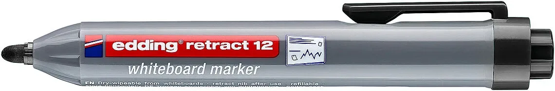 Marcador para pizarras blancas Edding E-12 Retractil Negro1