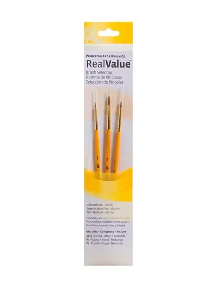 SET PRINC 3 PINCELES SINTETICO MARTA AMARILLO SH1