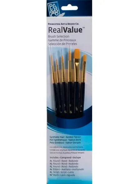 SET PRINC 6 PINCELES SINTÉTICO TAKLON DORADO AZUL SH1