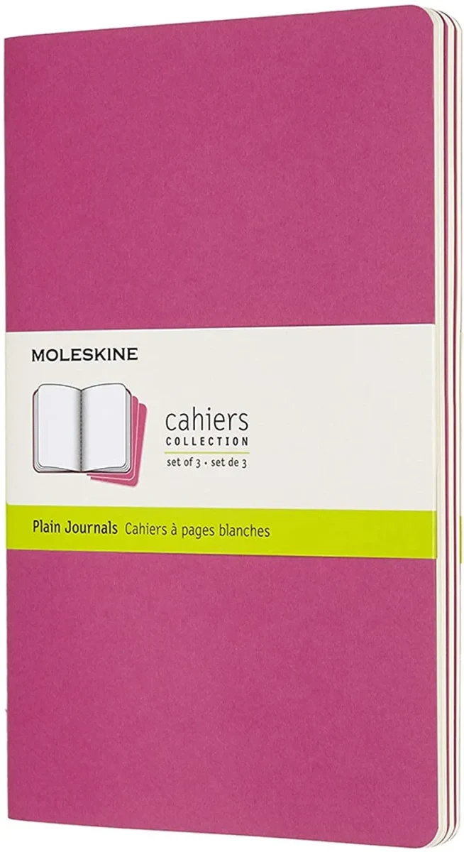 Libretas Cahier. Set de 3 / Grande / Rosa cinética / Lisa1